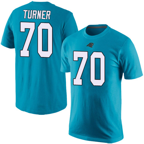Carolina Panthers Men Blue Trai Turner Rush Pride Name and Number NFL Football #70 T Shirt->women nfl jersey->Women Jersey